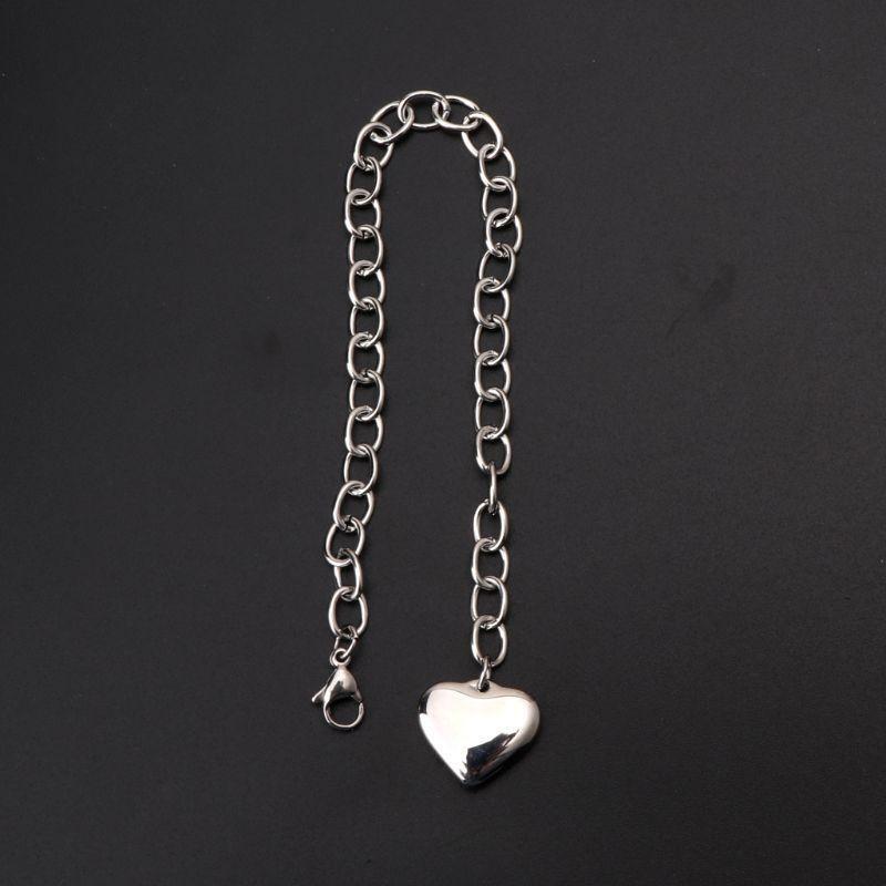 Stainless Steel Chain Link Bracelets for Women with Finish Heart Charm Bracelet