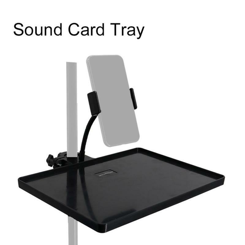 Sound Card Tray Live Broadcast Tripod Phone Clamp Holder for Outdoor Singing
