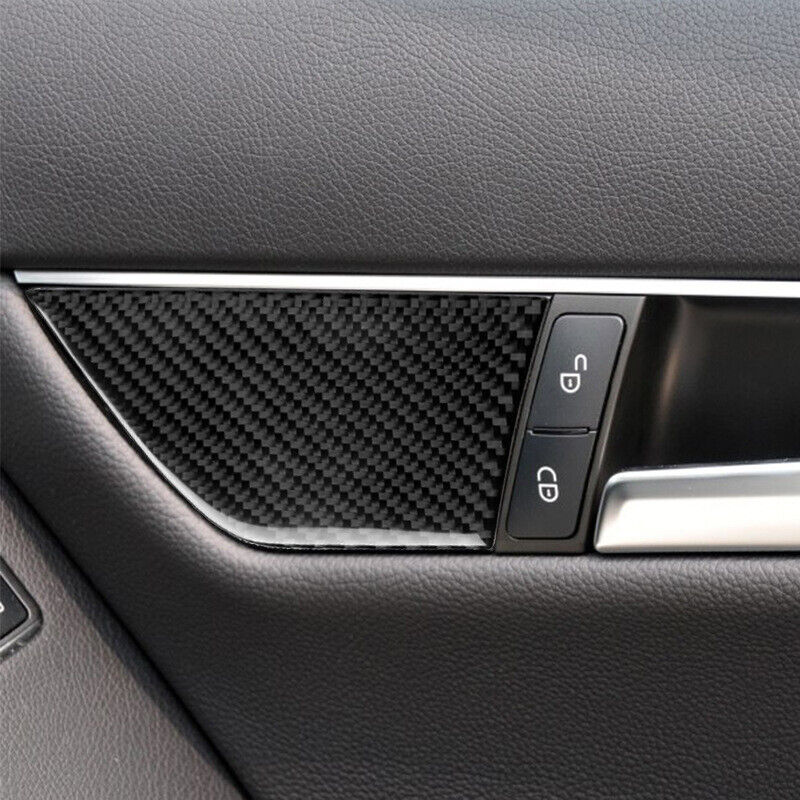 2xCarbon Fiber Inner Door Panel Cover Frame Fit For Mercedes C Class W204 07-13
