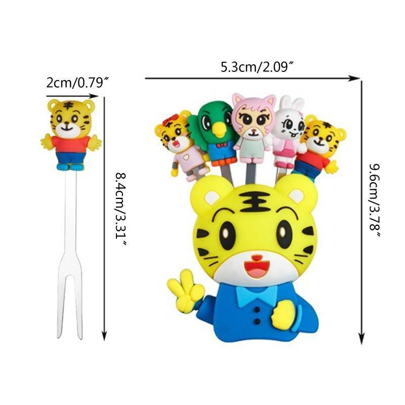 5 Pieces Fruit Forks Cartoon Environmentally Friendly Dessert Forks with Holder