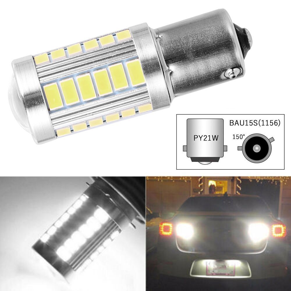 Parts 33SMD 150° White Turn Signal Bulbs Tail Lights 1156 BAU15S PY21W LED