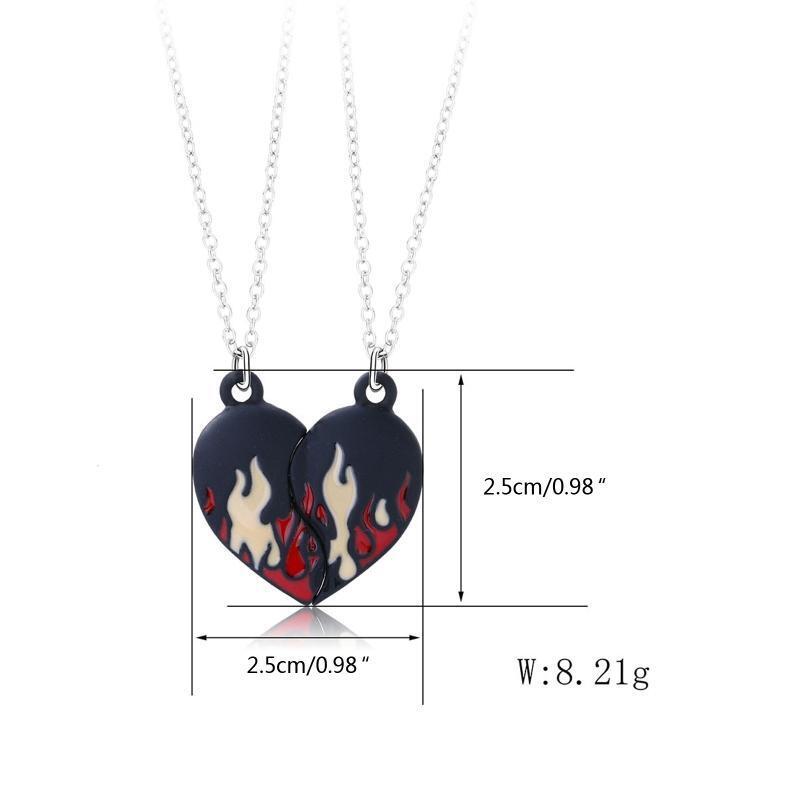 2Pieces Fire Flames Necklace Chain Charm Flame Necklace for Women Men Birthday
