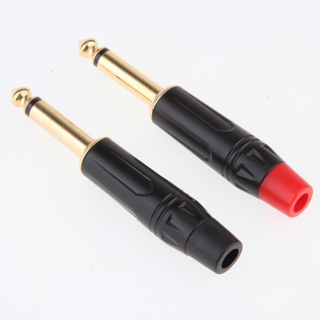 2x 6.5mm Mono Male Repair Microphone Audio Solder   Adapter