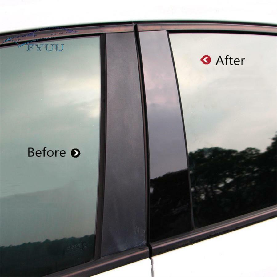 4 Pcs/Set Glossy Black Polycarbonate Car Pillar Posts Cover Trim For Ford Fiesta