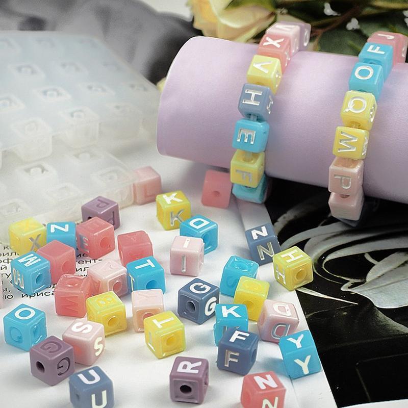 Square Letter Beads for Jewelry Making Alphabet Beads Bracelets Kit for DIY