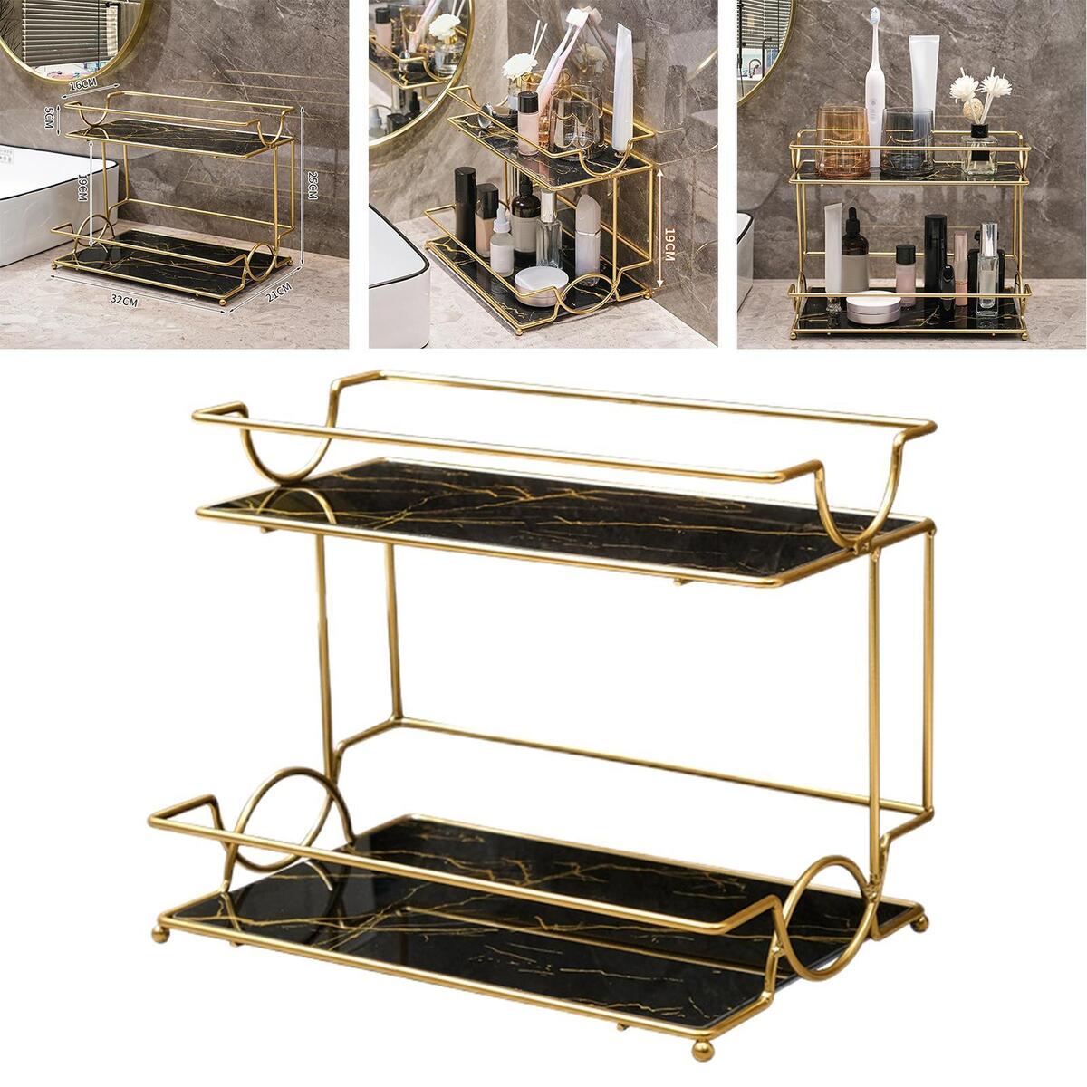 2 Tier Makeup Organizer Shelf Lipstick Perfume Tray for Bathroom Bedroom