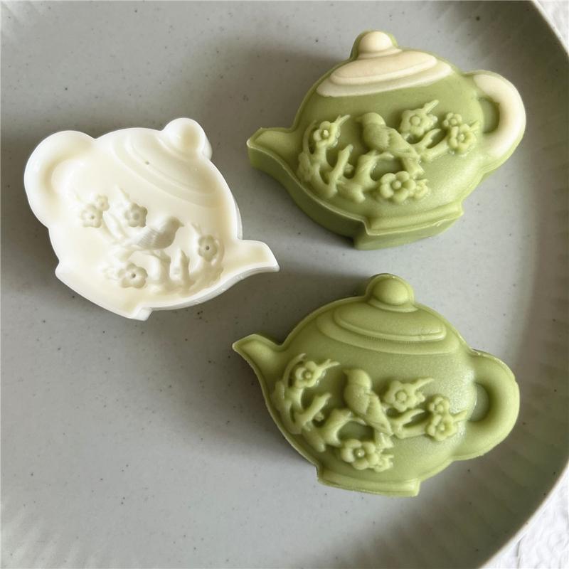 Plastic Material Mooncake Moulds Mooncake Stamps Plum Teapot Shaped Pastry Tools