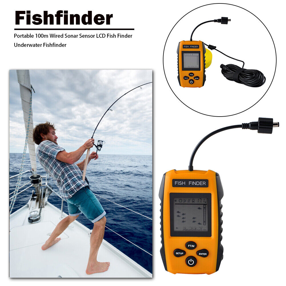 Portable 100m Wired Sonar Sensor LCD Fish Finder Underwater Fishfinder
