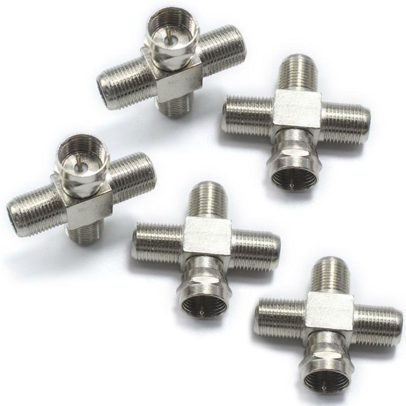 5Pcs F Male Plug to Female Plug Metal TV Set-top Box Joint Antenna Connector