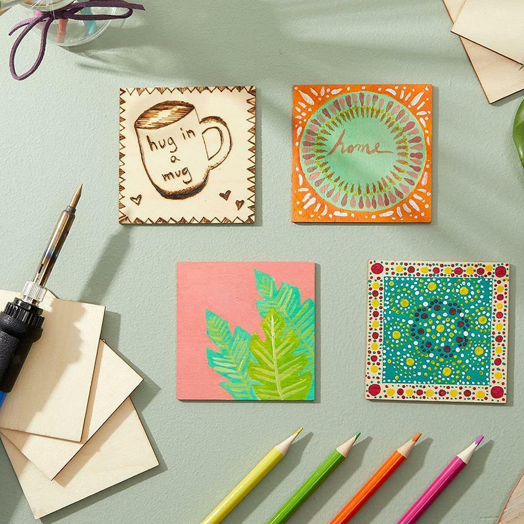 60 Pieces Unfinished Square  Pieces en Slices Holiday Christmas DIY