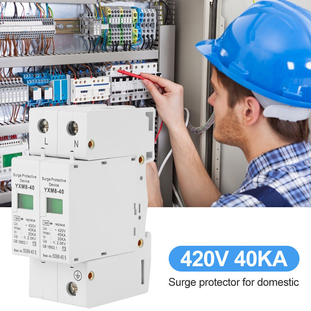2 Poles SPD DC 420V 2P 20KA-40KA Low-voltage Arrester House Surge Protector