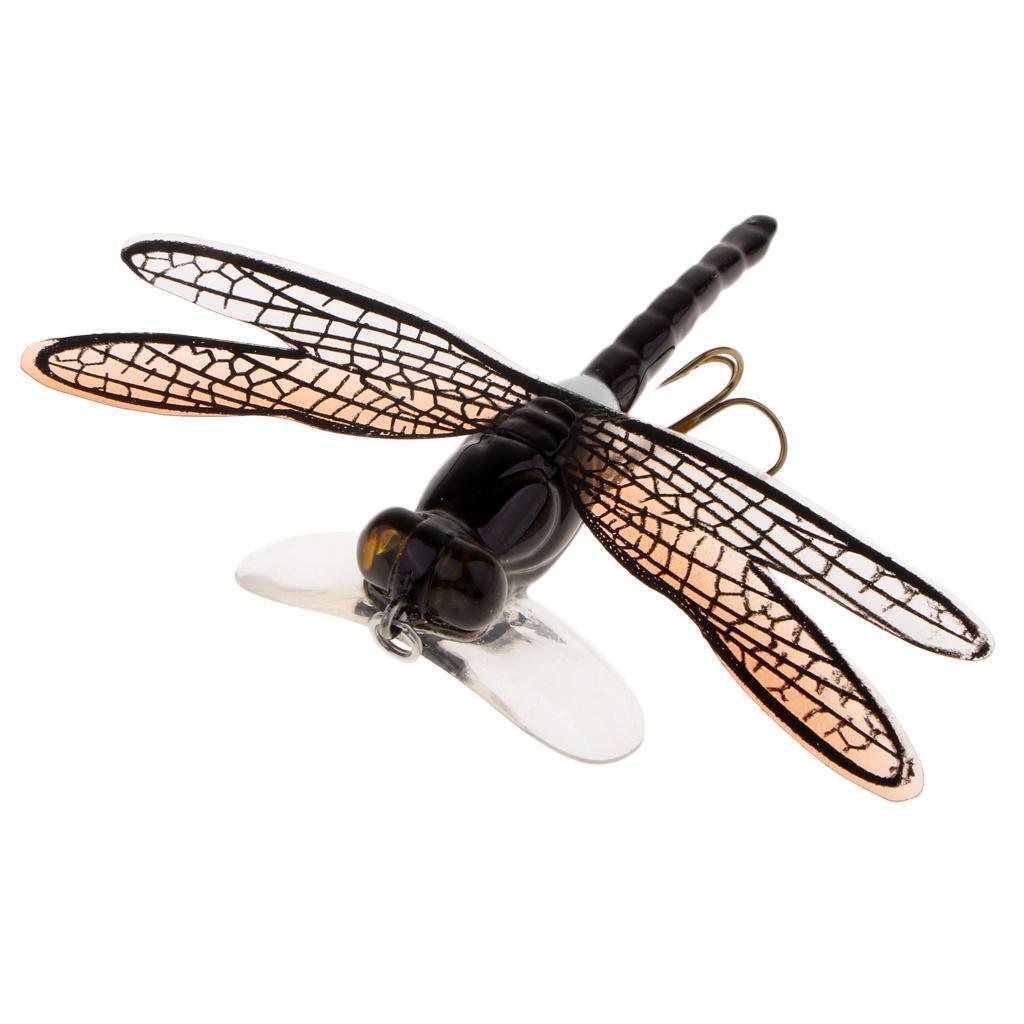 3x Long Tail Dragonfly Fly Fishing Lures Floating Topwater Bait for Bass