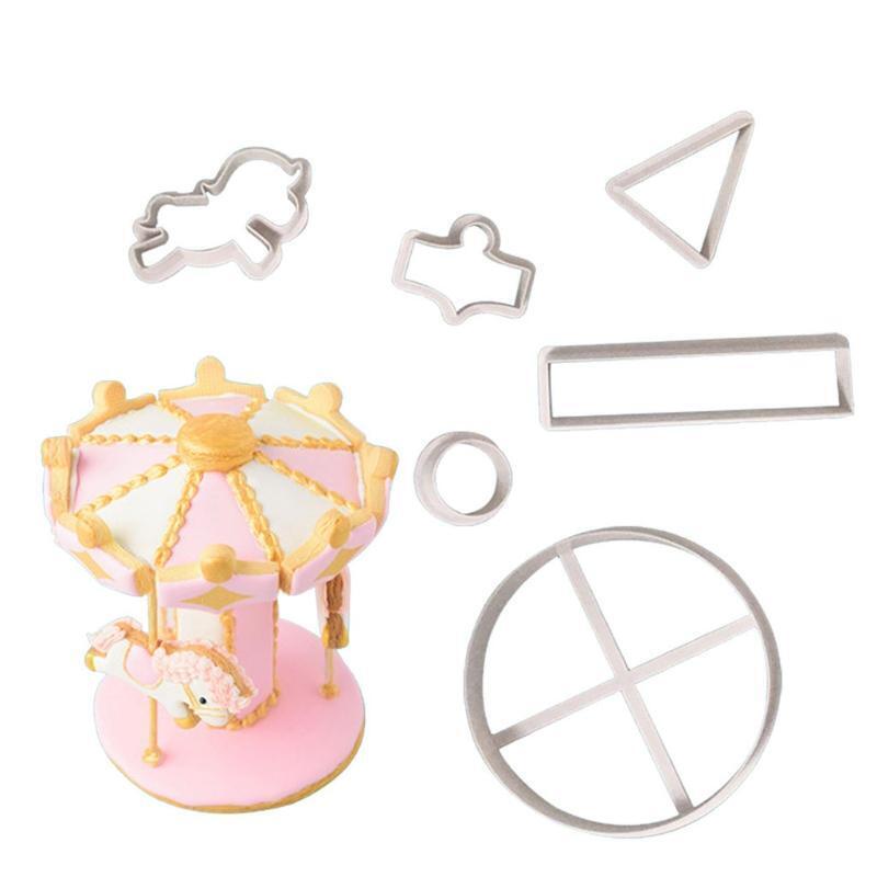 6pcs/set Carousel Cookie Cutter Biscuit Molds Fondant Cake Decorating Tools