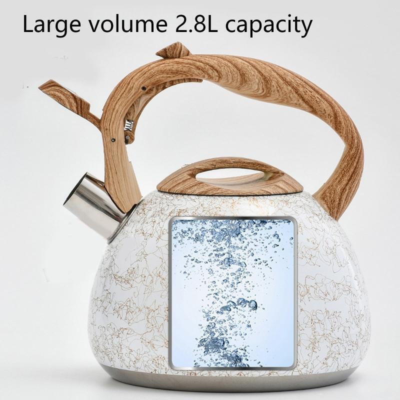 2.8L Stainless Steel Whistling Tea Kettle Food Grade Tea Pot for Gas Stoves