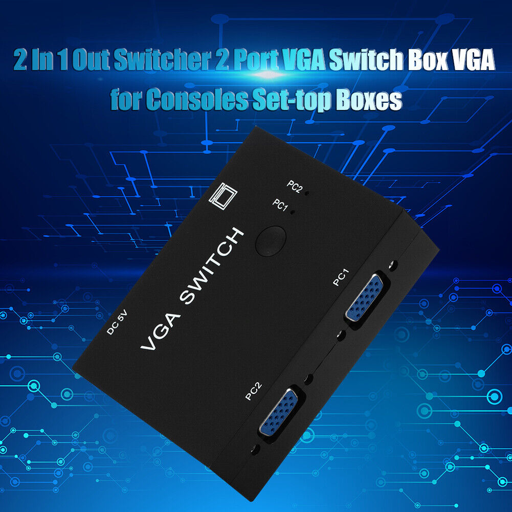 2 In 1 Out Switcher Converter 2 Ways Video Splitter 2 Port VGA Switch Box