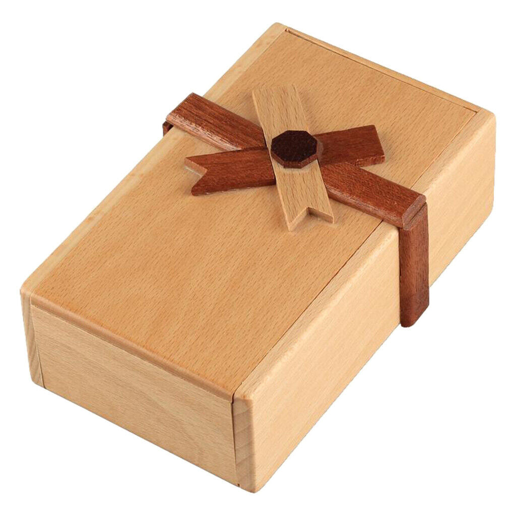 Wooden  with Hidden Compartments Brain Teaser Jewelery Money Box