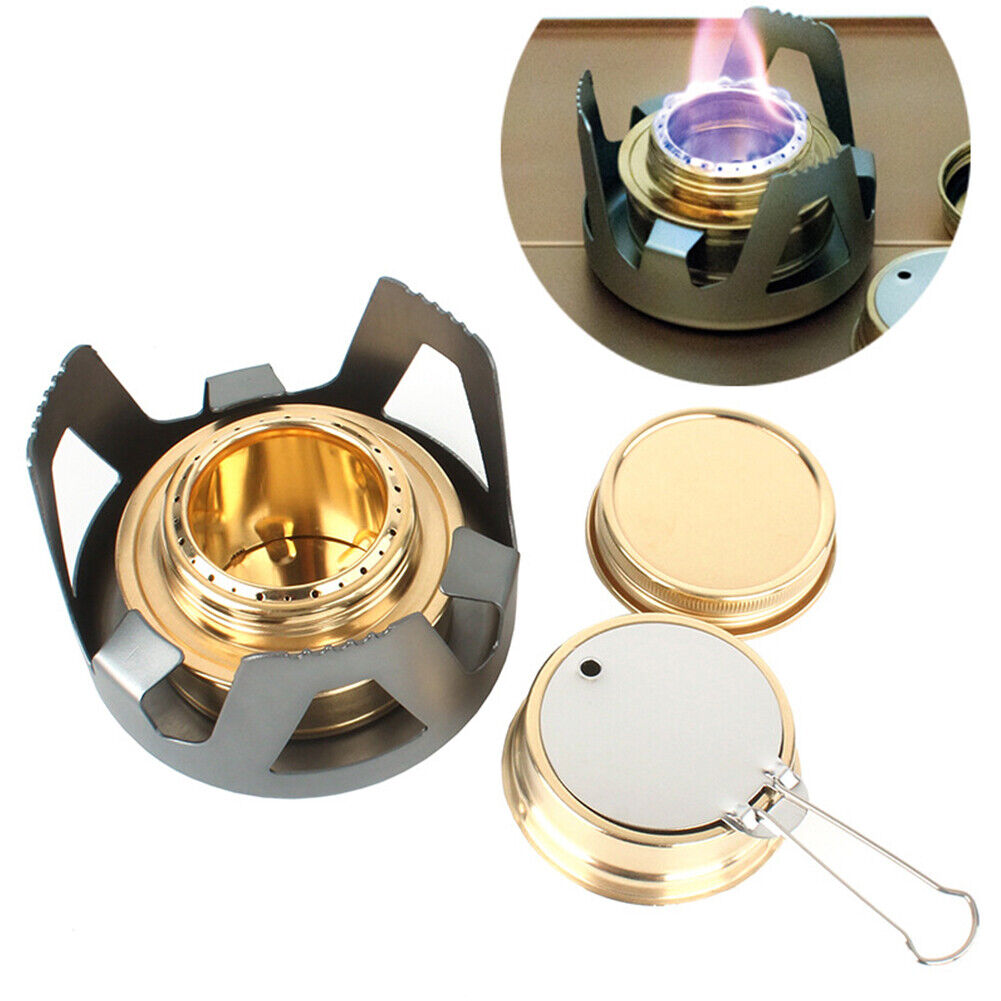 Portable Mini Alcohol Stove Burning w/ Stand Camping Cooking Furnace (Gray)