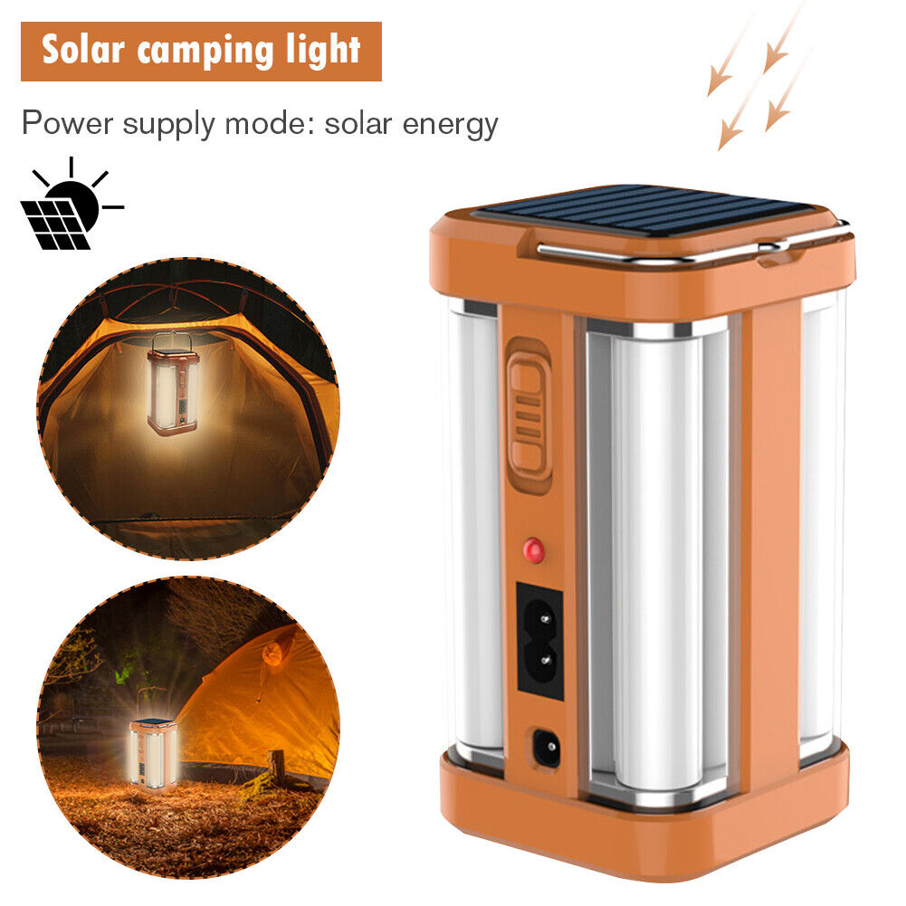 Portable Camping Light Outdoor Solar USB Charging 4 Side Tent Work Lantern
