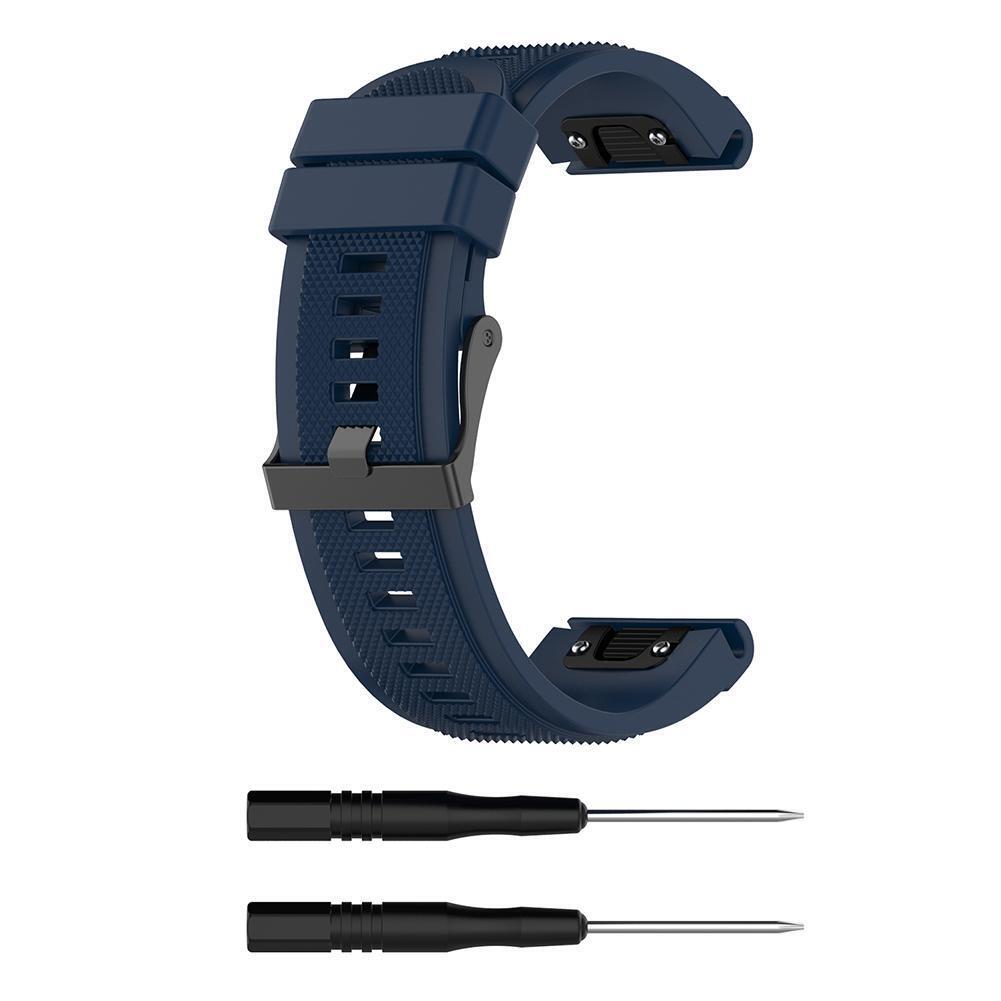 26mm Silicone Watch Band Strap for Garmin Fenix 6X/5X/5X Plus (Dark Blue)