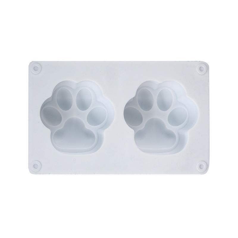 2 Cavities Cute Cat Paw Silicone Mold DIY Handmade Soap Candles Making Mould