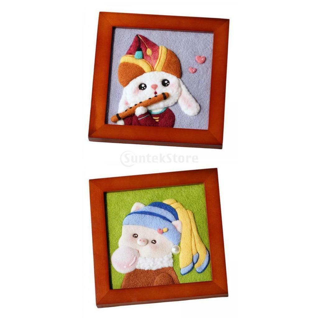 2pcs Wool Needle Felting Kits, Painting Picture Ornament Gift for Starter