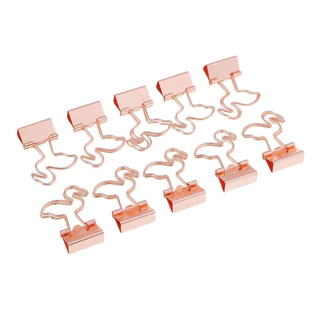 20 Pieces Cute Flamingo Metal Foldback Binder Clips Stationary Paper Clips