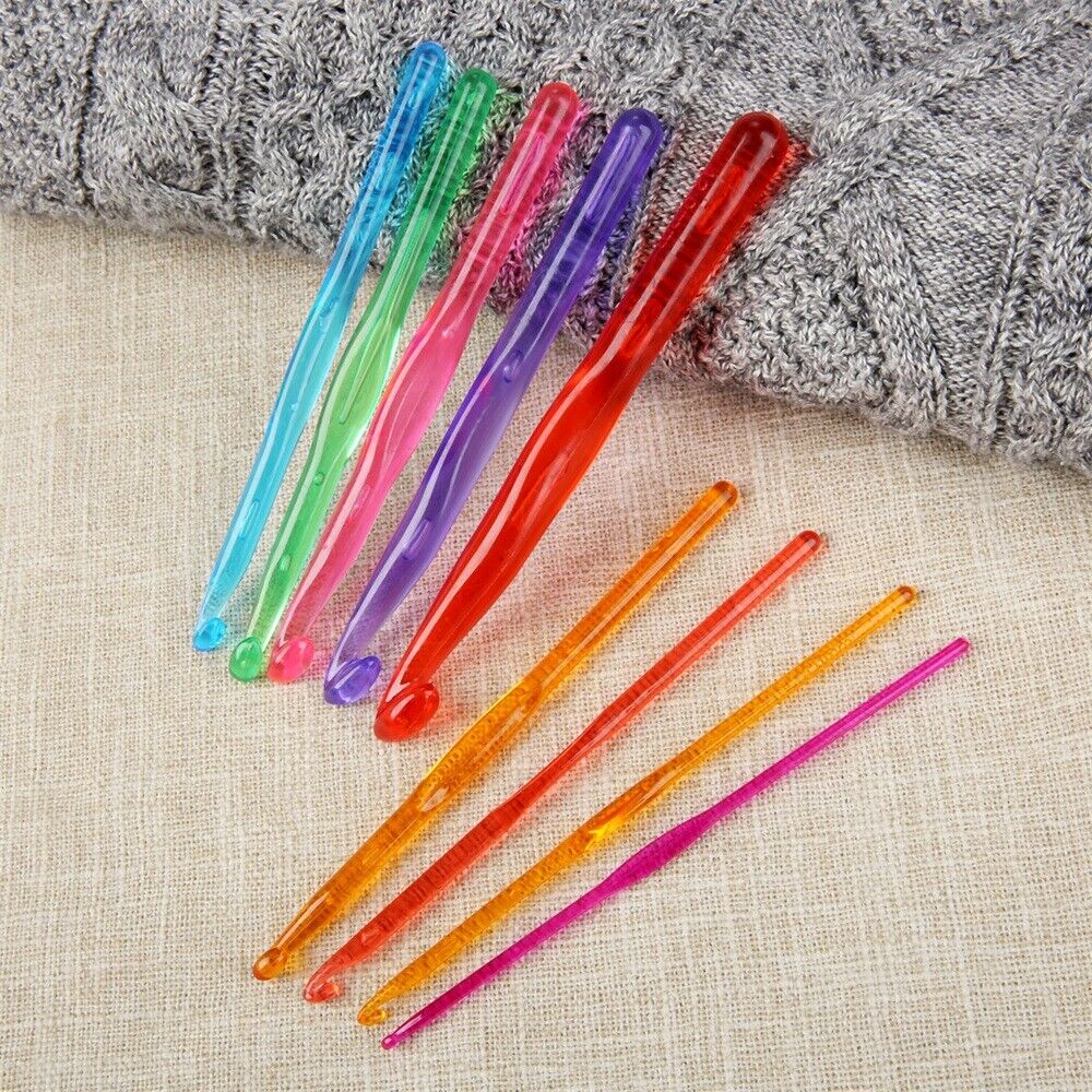 9 in 1 Set 15cm Plastic Knitting Crochet 0.12"-0.47" Knitting Yarn Weaving Hook