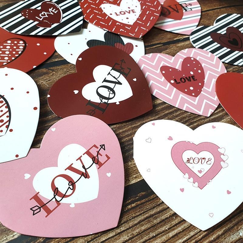 Mini Heart Shape Folding Greeting Cards Set of 120 Paper Blessing Card