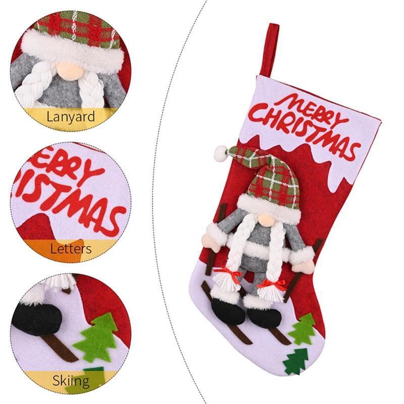 Merry Christmas Gnome Stockings 3pcs/set Hanging Pendant Festival Party Decor