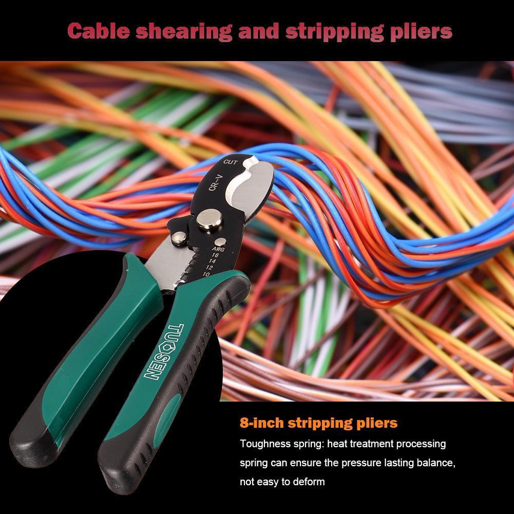 TUOSEN 8 inch Wire Stripper Cable Cutting Scissors Stripping Pliers Cutter