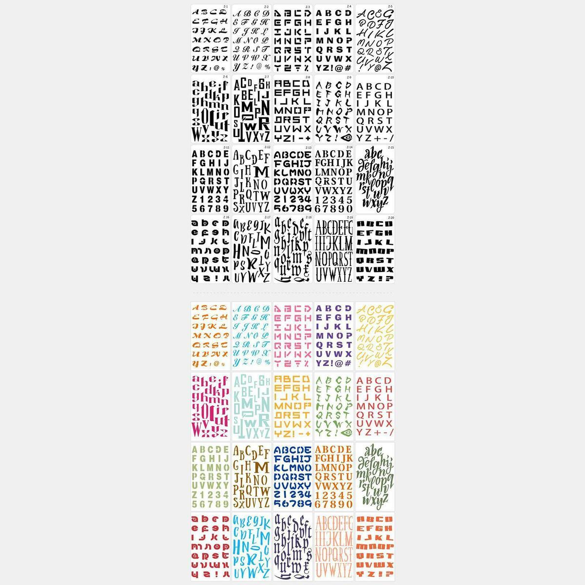 20Pcs Alphabet Letter Number Stencils Templates Stationery Drawing Art Painting