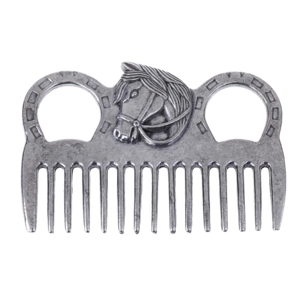 Prettyia Stainless  Grooming Comb Equestrian Hair Currycomb Tool