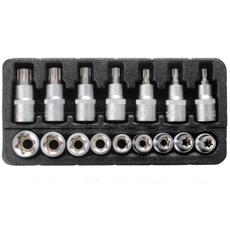 16 Pcs Torx Star Bit Socket Set with Storgae Box Cr-V Steel E10-E24 T30-T70