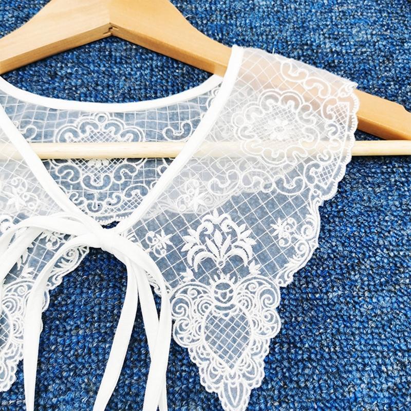 Knitted Detachable False Collar Embroidery Flower Pattern False Collar Shawl