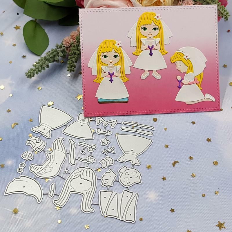 Long-haired Girls Metal Cutting Die Decorative Prayer Embossing Die Stencil