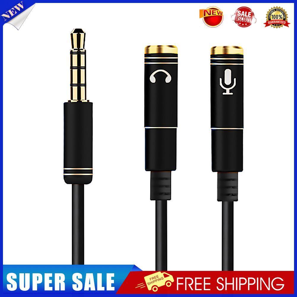 3.5mm Microphone Aux Cable 1 Male 2 Female Audio Cable for Laptop (Black)