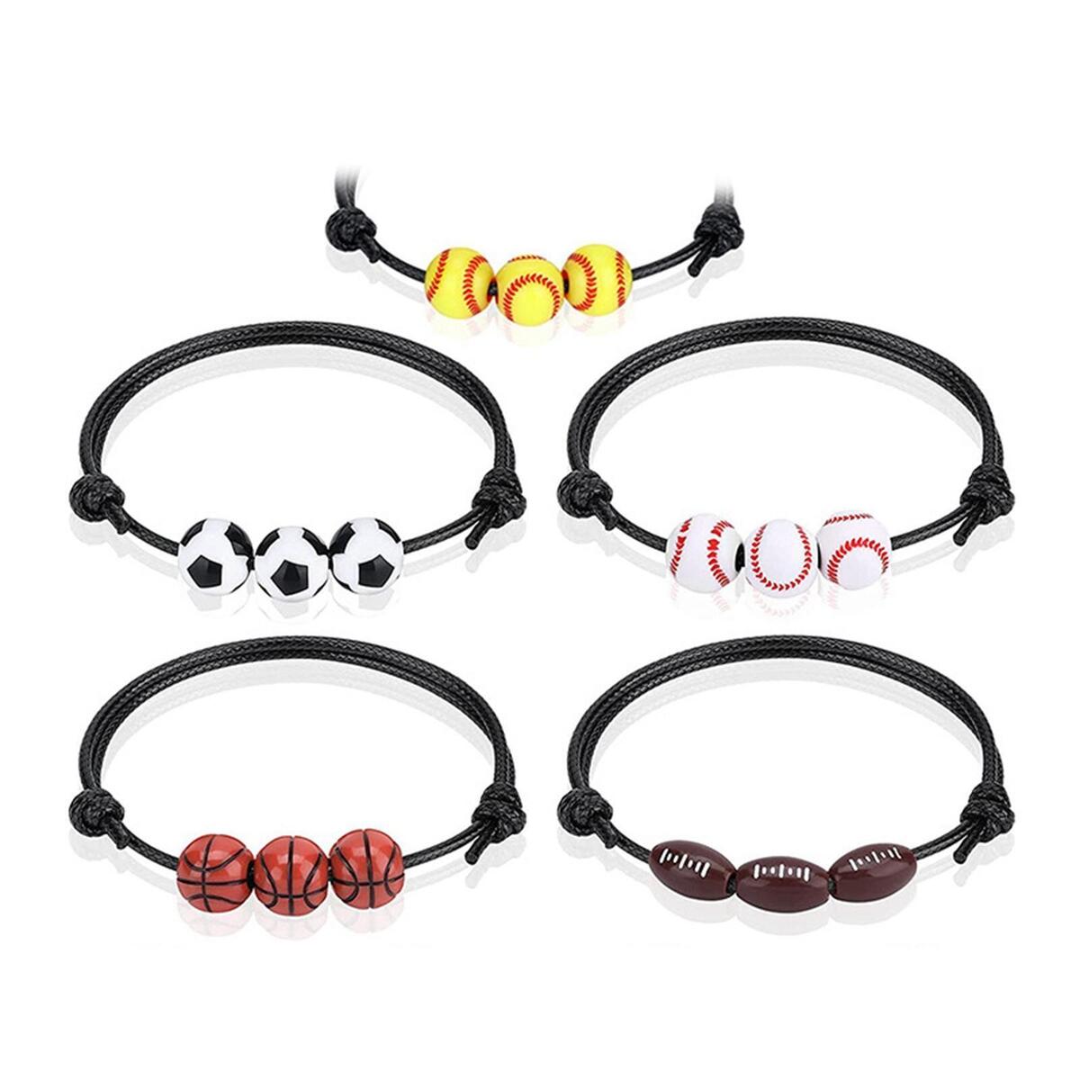 10 Pieces Braided Bracelets Wristband Soccer Football Jewelry for Girls Boys