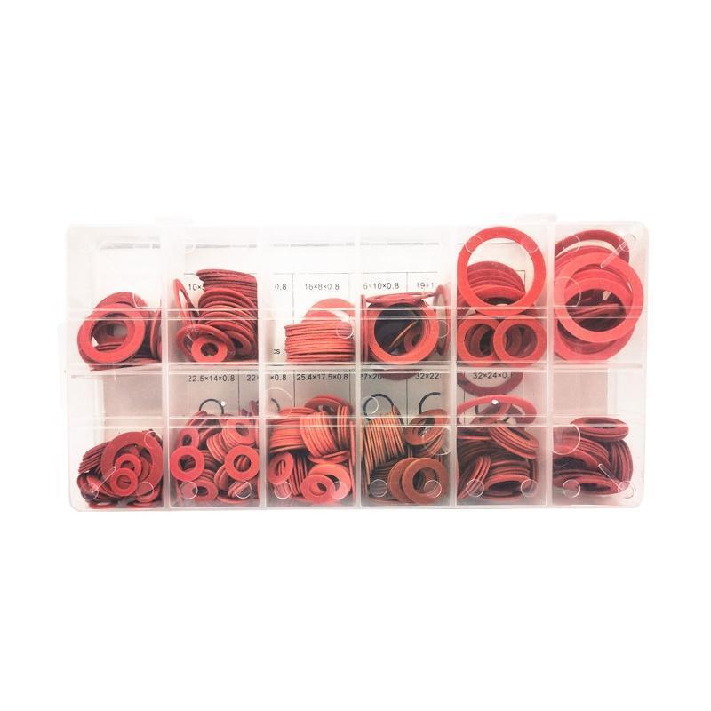 600Pcs Red Steel Paper Metric Sealing Washers for Sump Plugs For Tap Seal Ring