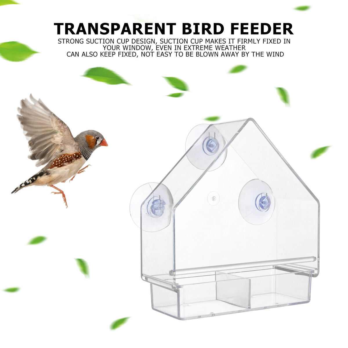 Window Bird Feeder House, Weather Proof, Transparent, Suction Cup Birdhouse