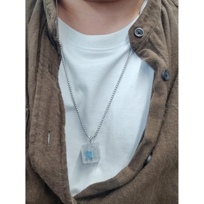 Fidget Necklace Mechanical Keycap Necklace Light Anxiety Relief Jewelry Necklace