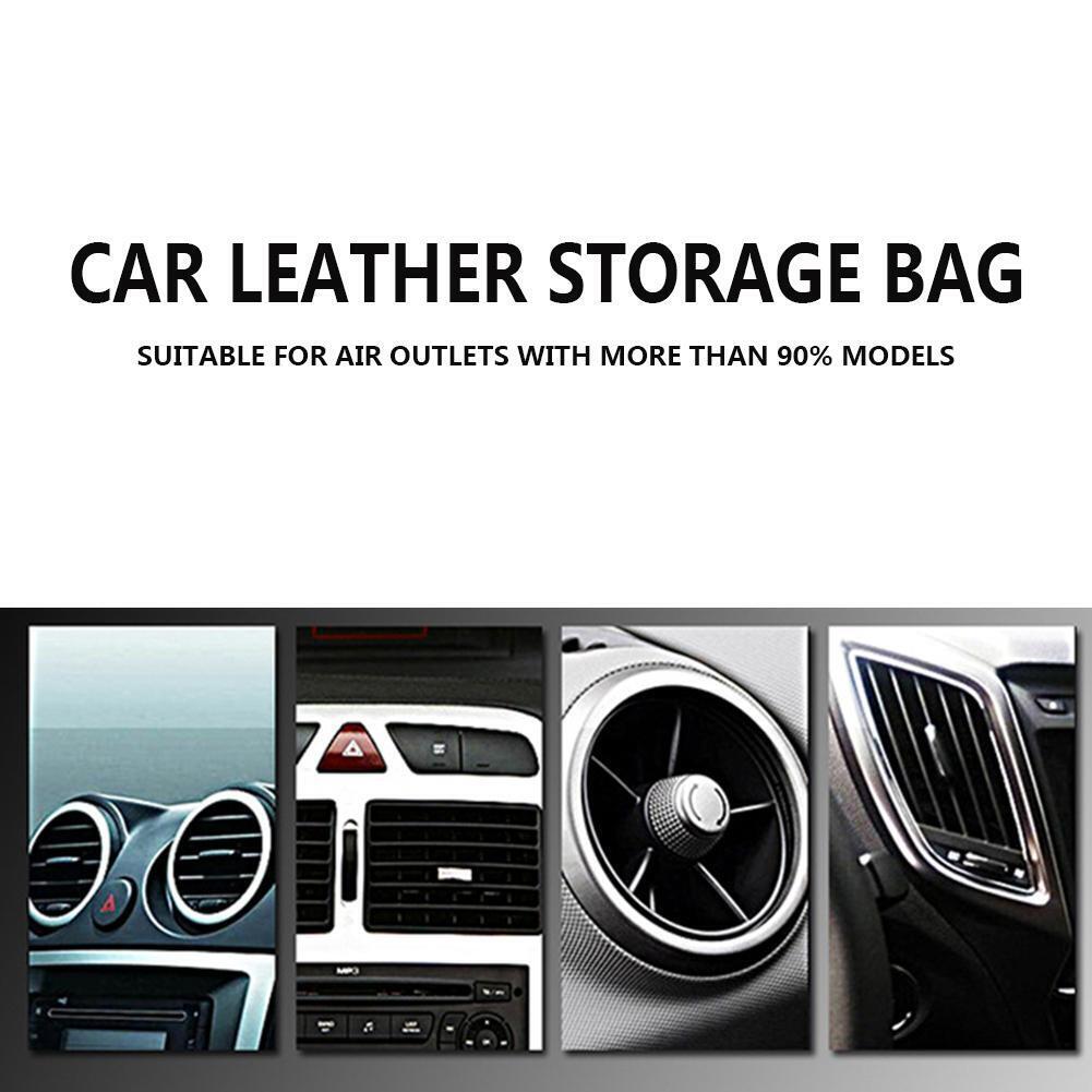 Auto Vent Outlet Trash Box Car Phone Holder Storage Bag Organizer (Beige)