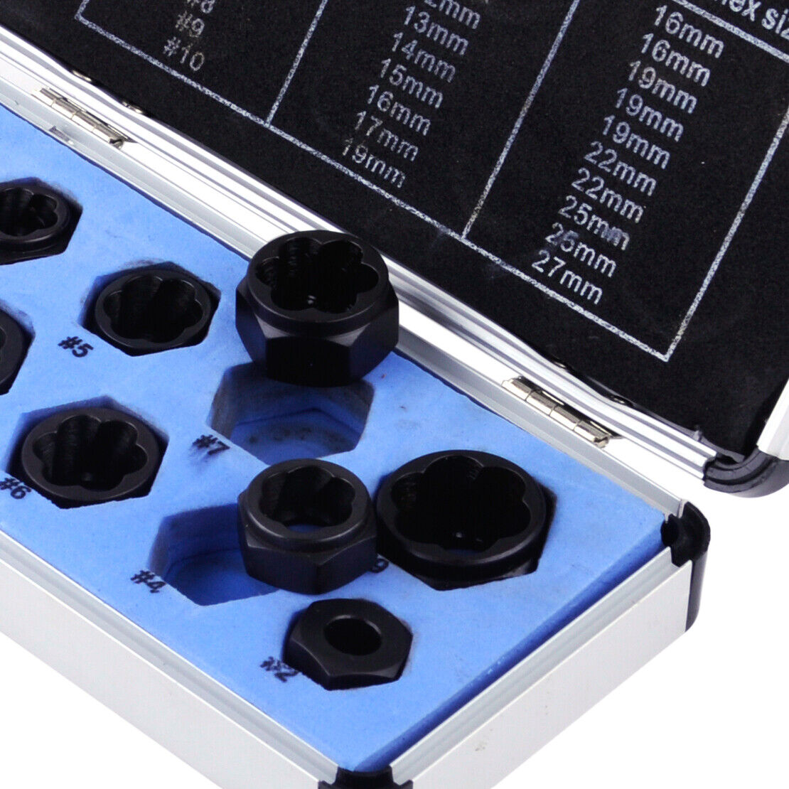 10pcs Black Short Cased Damaged Bolt Nut Screw Remover Extractor Removal Set Li