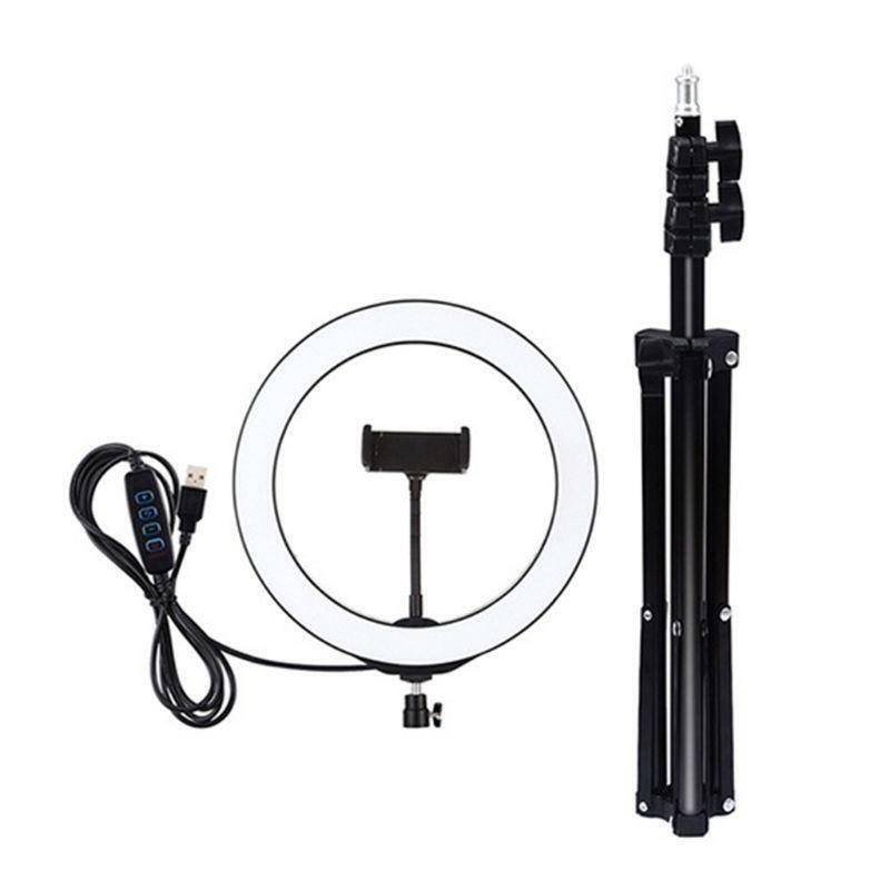 7.6in LED Selfie Ring Lamp with Tripod Stand and Cellphone Holder for Live Vlog