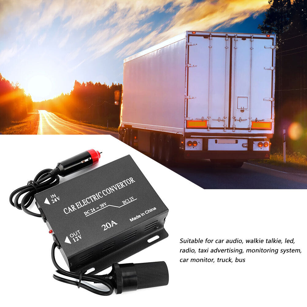 Truck 24V DC to Car 12V DC 20A Cigarette Lighter Step Down Buck Converter