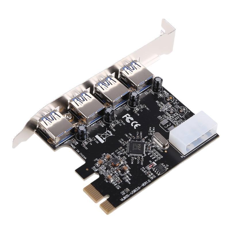 4 Ports USB 3.0 Super Fast PCI Express (PCIe) Expansion Card for Windows Server