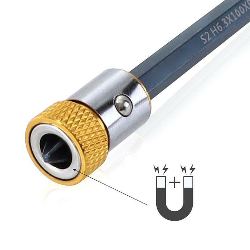 Screwdriver Bits Magnetic Ring 1/4" 6.35mm Metal Strong Magnetizer Screw for