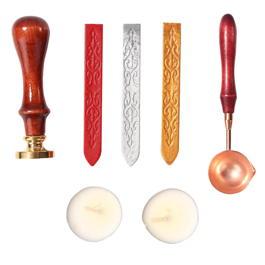 Fire Paint Seal Set Sealing Wax Stamp DIY Stamps Cards Craft with Ribbons