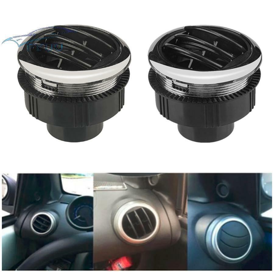 RV Boat Passenger Cars 75mm A/C Air Conditioning Outlet Vent Black & Chrome 2x