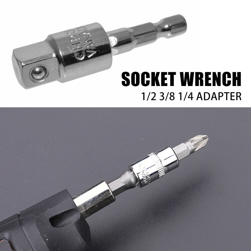3pcs Hex Shank to 1/4 3/8 1/2 Extension Drill Bits Bar Bit Socket Adapter
