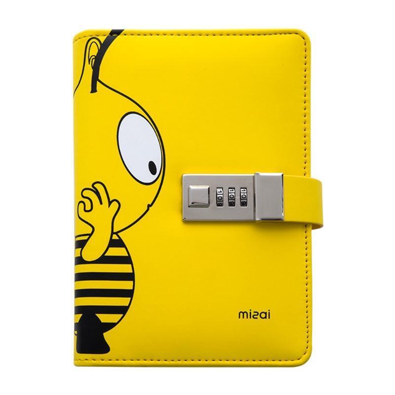 A6 PU Leather Journal Diary Planner Notebook with Password Lock Agenda Notepad